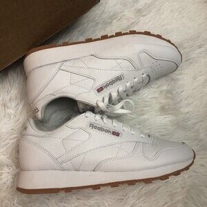 New Reebok Size 7.5 Women's White Classic Leather Sneakers